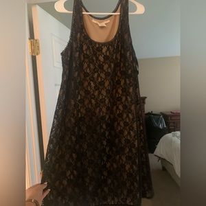 Cream dress with black lace overlay size L